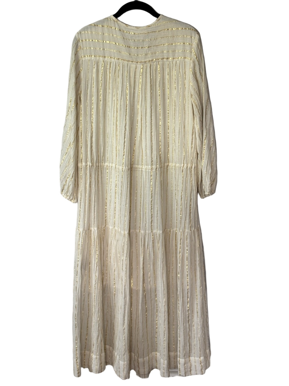 Isabel Marant Étoile Cream Gold Metallic Stripe Maxi Dress Boho Luxe size S - Picture 4 of 13